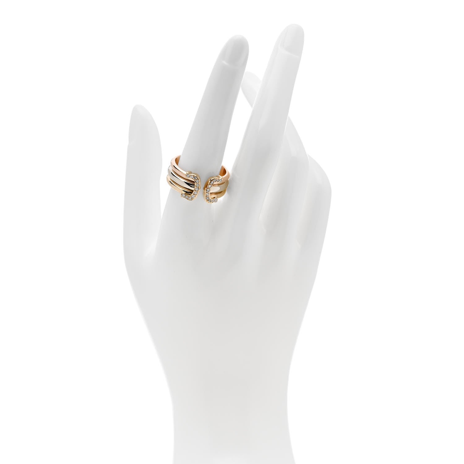 Cartier 18K Pink Yellow White Gold Diamond 11mm C De Cartier Ring 58 8.5 2 of 4