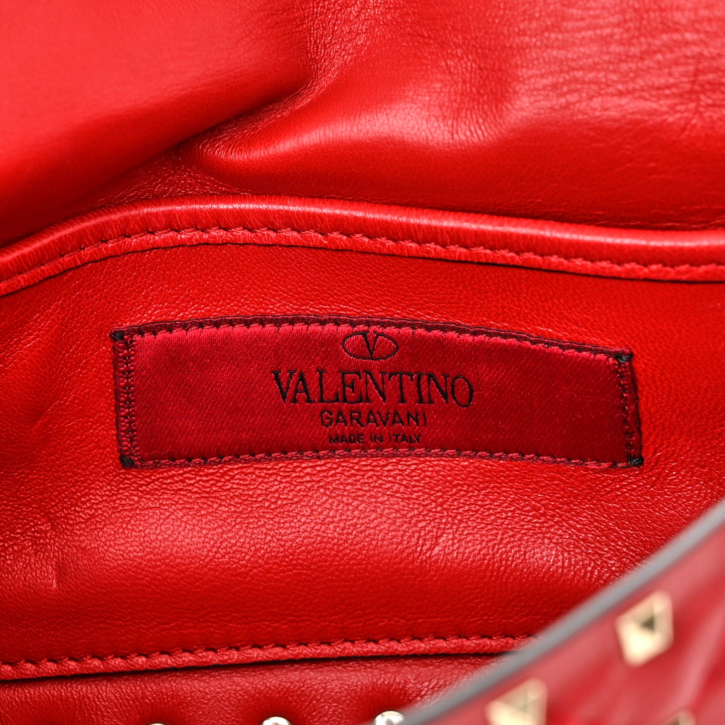 Nappa Small Rockstud Spike Shoulder Bag Rosso Valentino