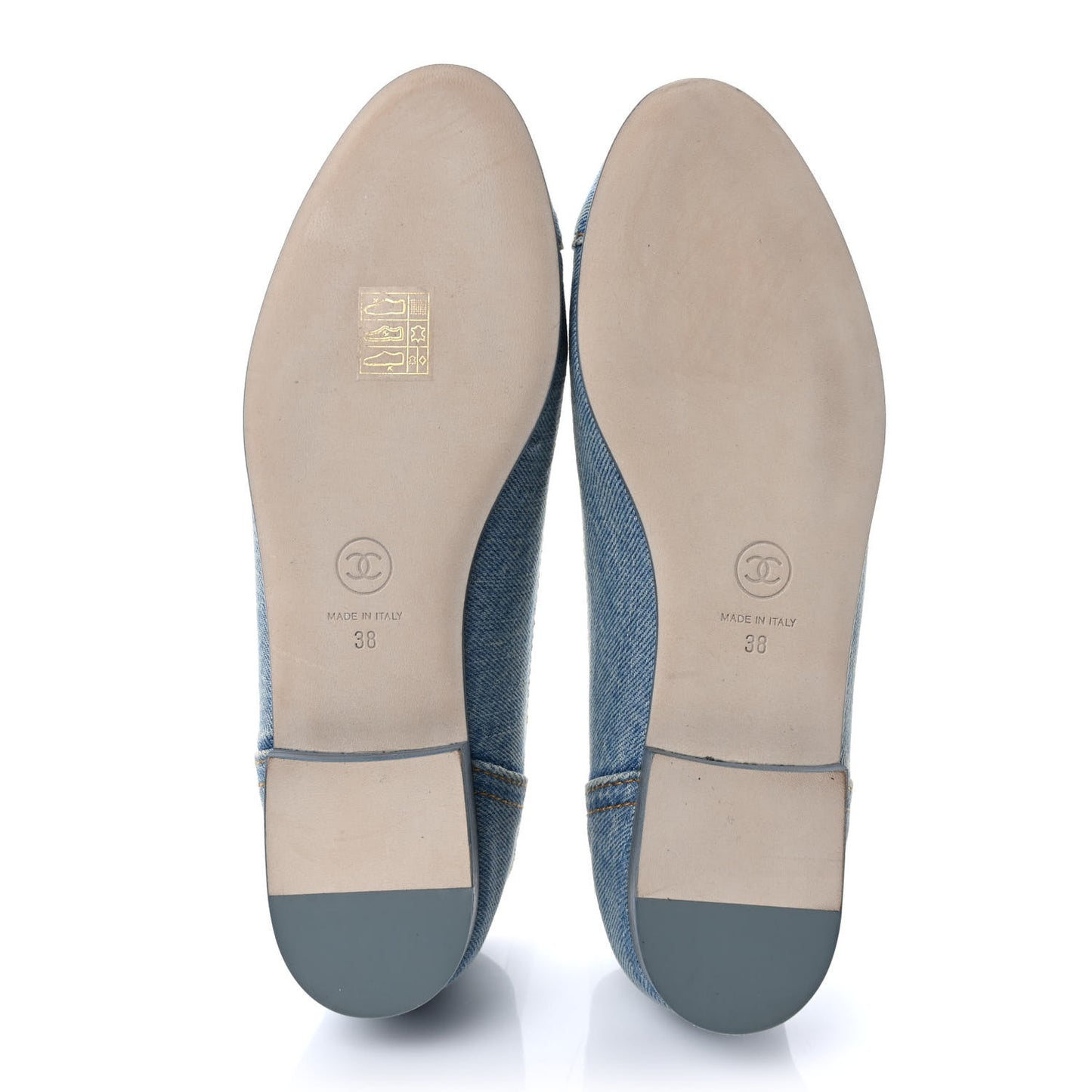 Denim CC Cap Toe Ballerina Flats 38 Light Blue