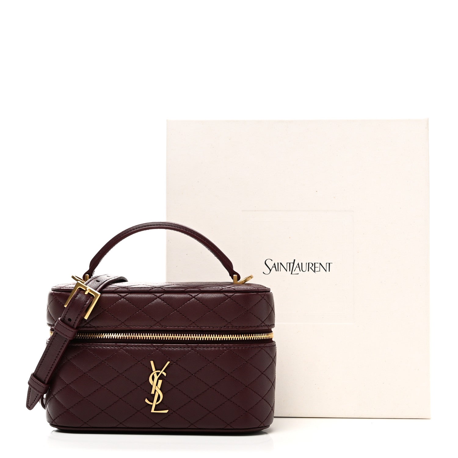 Saint Laurent Lambskin Quilted Mini Gaby Vanity Case Rouge Cabernet 10 of 10