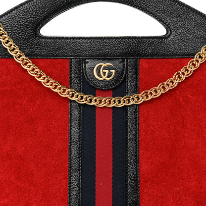 Gucci Suede Patent GG Web Medium Ophidia Top Handle Chain Hibiscus Red 8 of 16