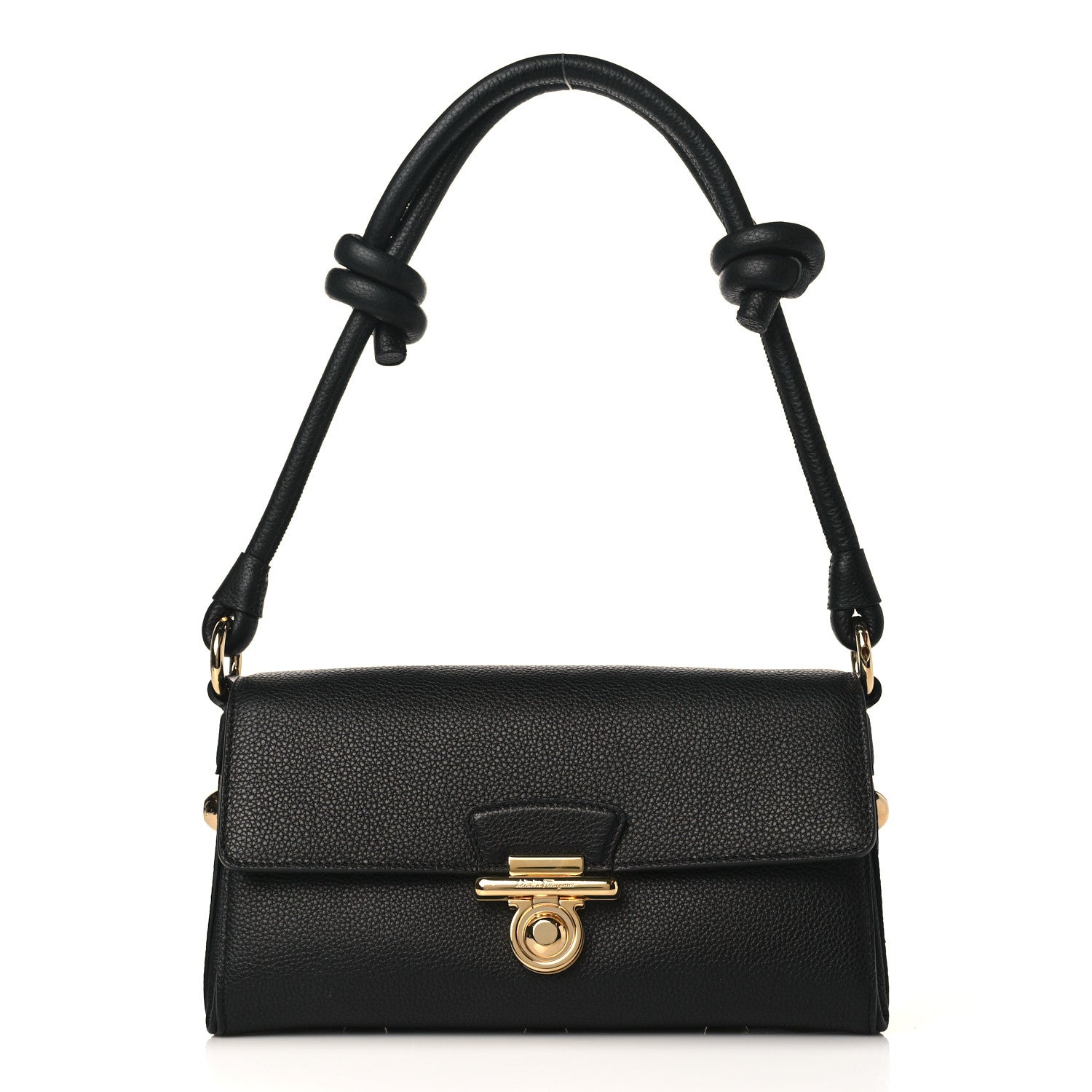 Salvatore Ferragamo Calfskin Glam Shoulder Bag Black 1 of 7