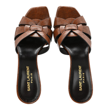 Saint Laurent Lizard Embossed Tribute Slide 85 Mules 36 Almond Brown 2 of 10