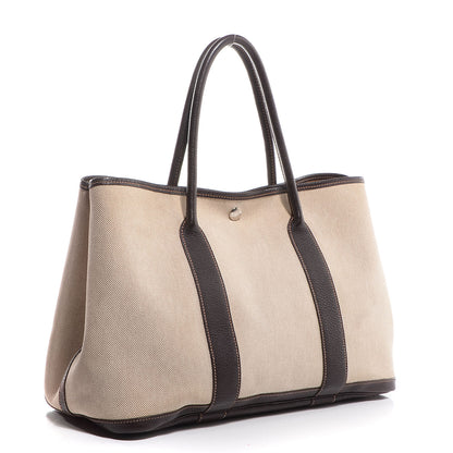 Hermes Toile Leather Garden Party Tote 36 MM Brown 3 of 10