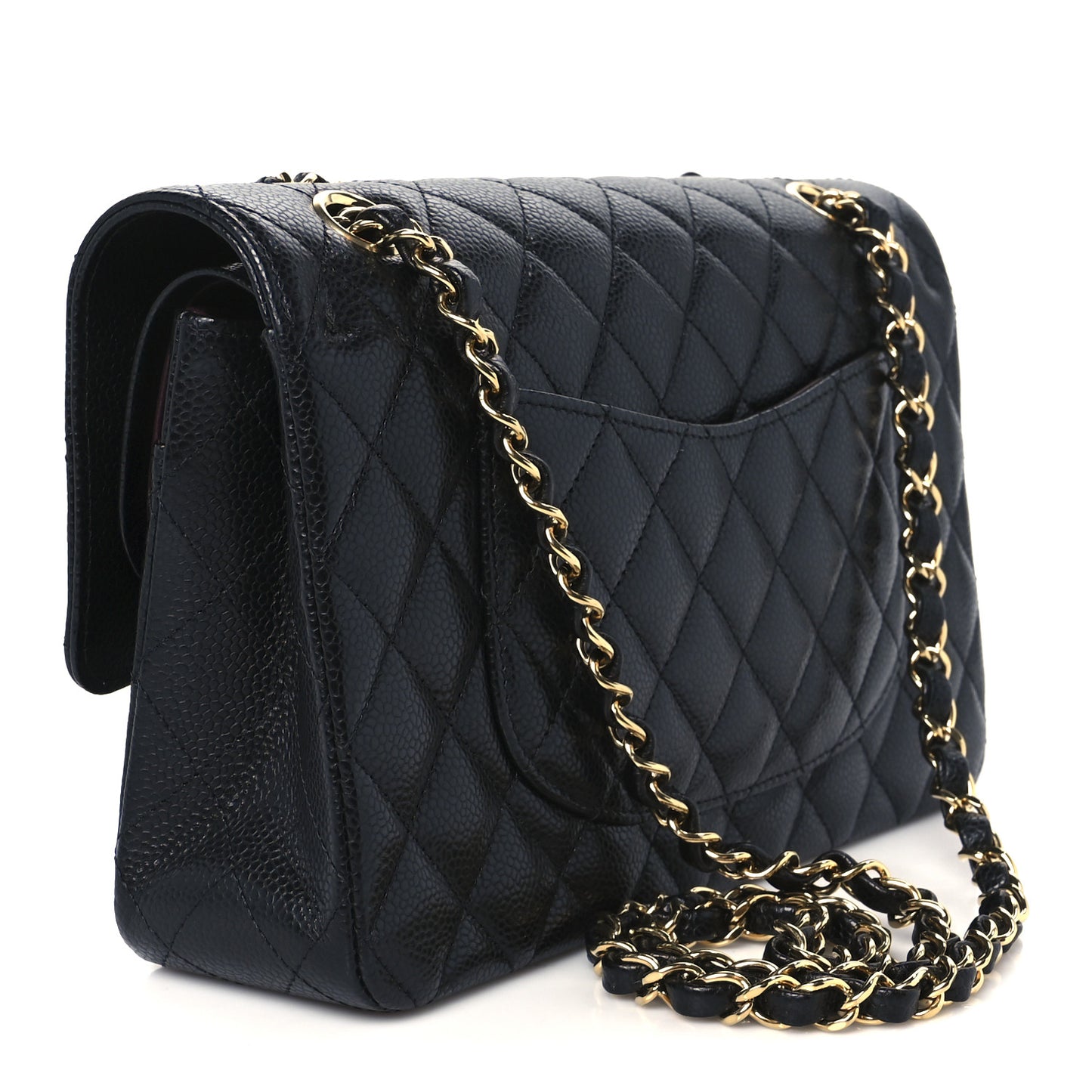 Caviar Quilted Medium Double Flap Black