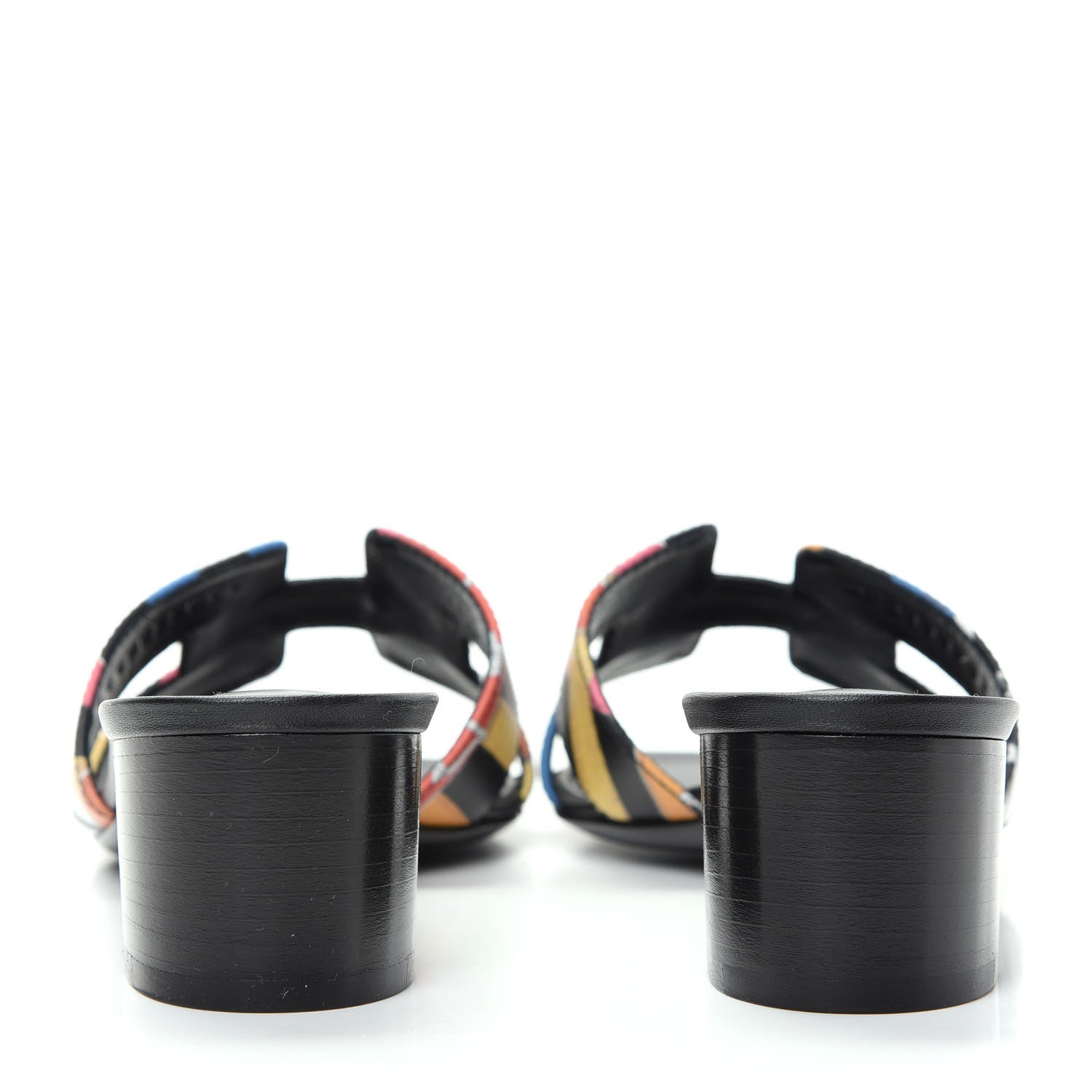 Hermes Calfskin Cavalcadour Print Oasis Sandals 36 Multicolor Black 7 of 10