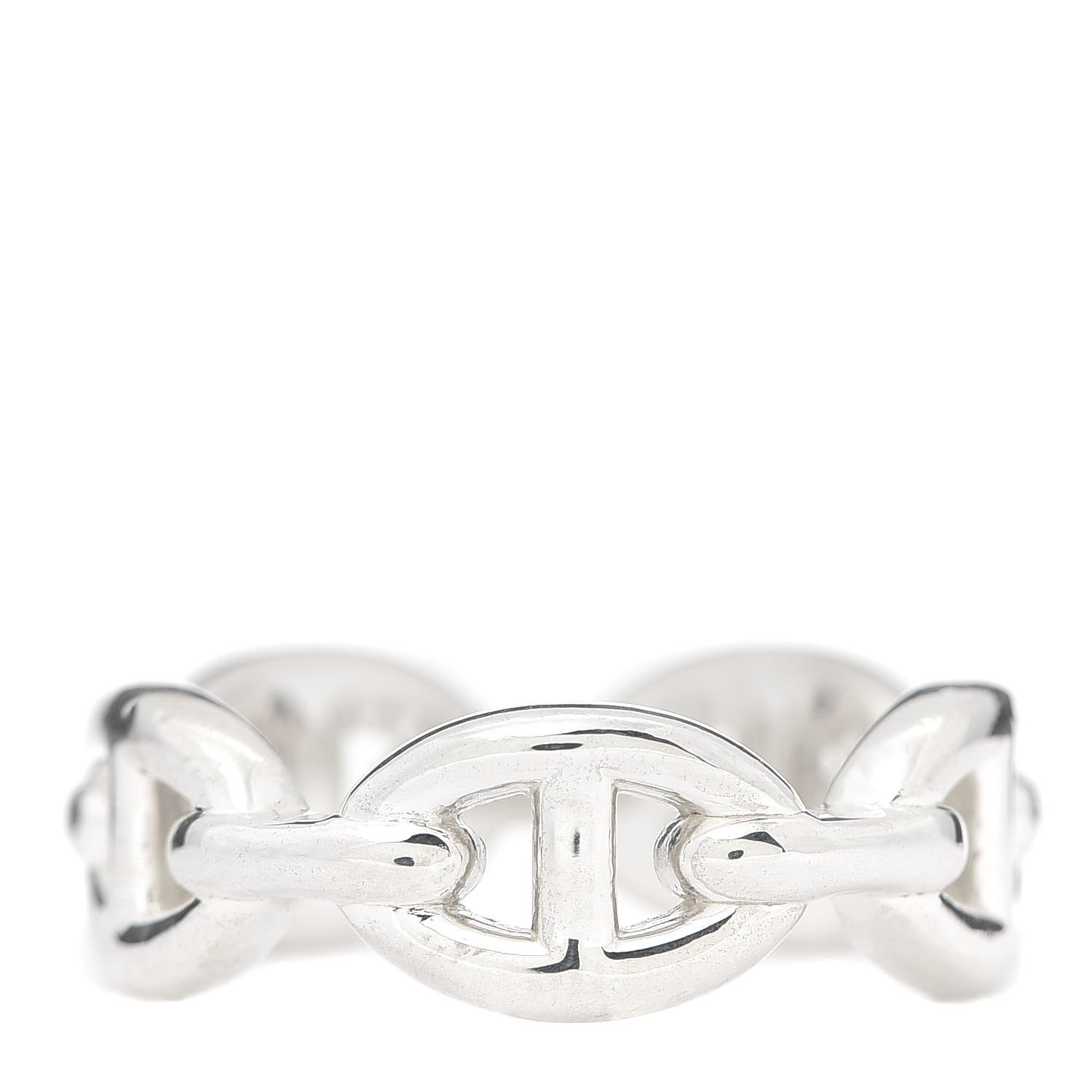 Hermes Sterling Silver PM Chaine d'Ancre Enchainee Band Ring 53 6.25 1 of 6
