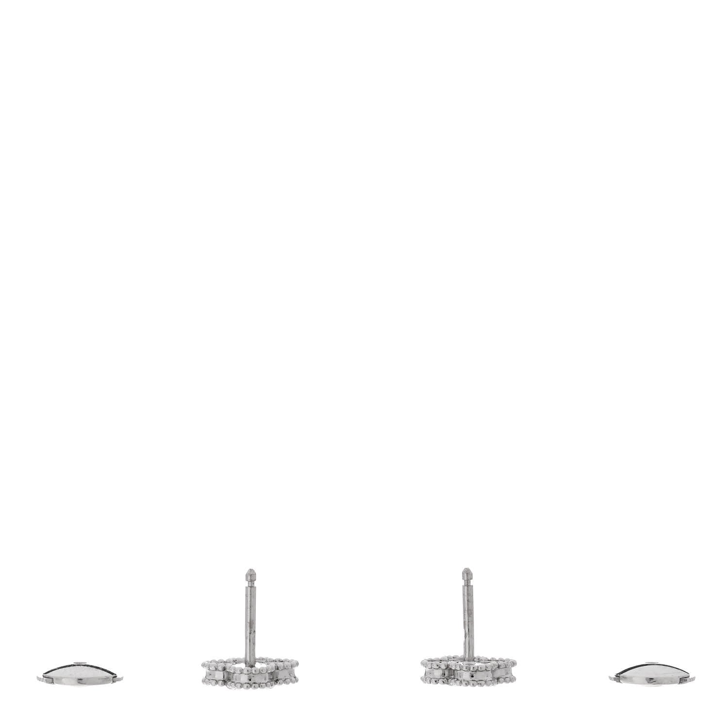 Van Cleef & Arpels 18K White Gold Mother of Pearl Sweet Alhambra Earrings 3 of 5
