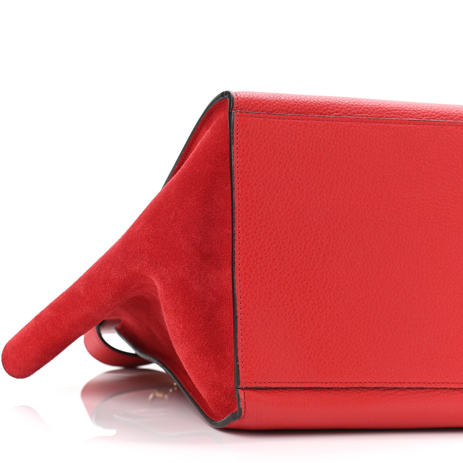 Celine Drummed Calfskin Suede Medium Trapeze Coquelicot 10 of 11