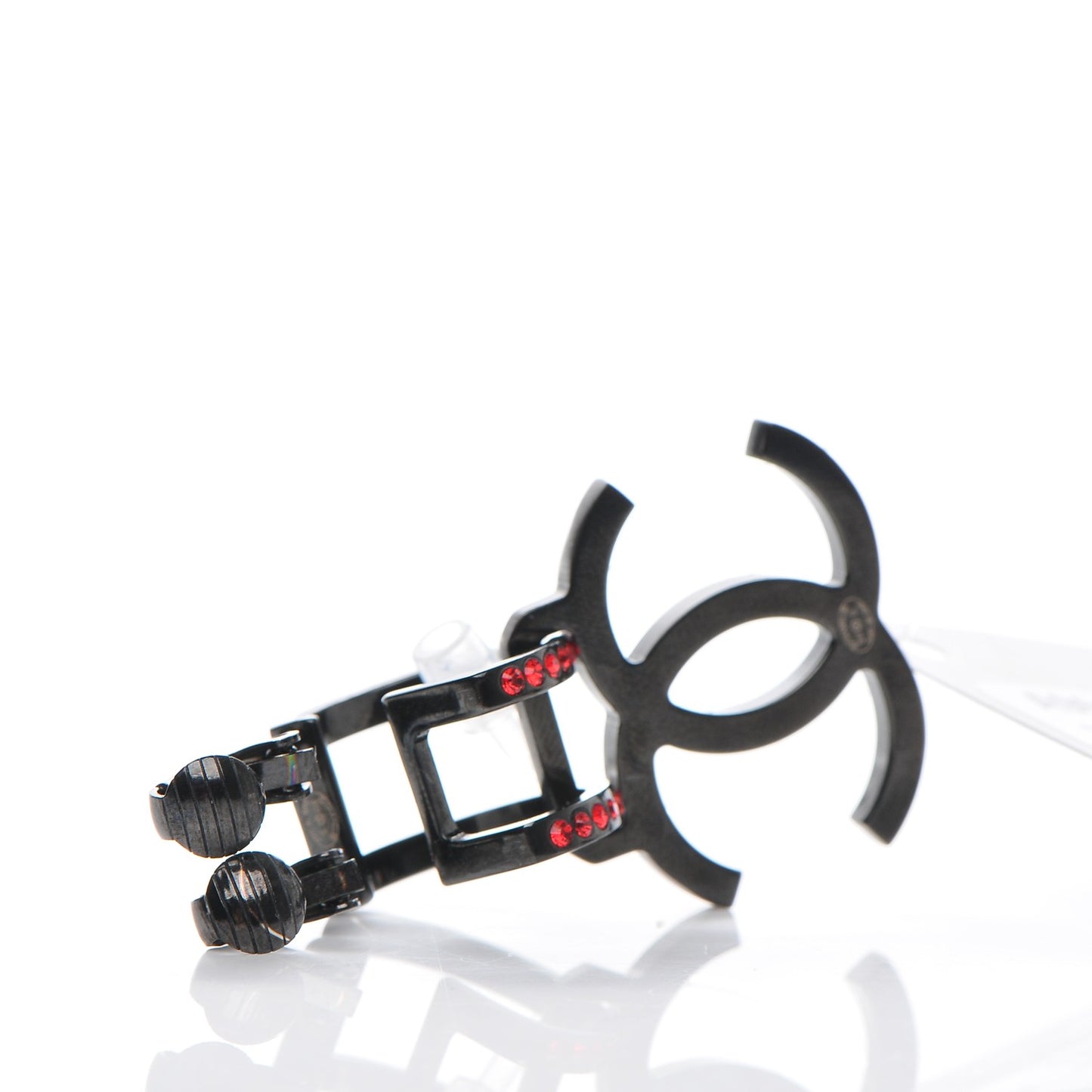 Crystal CC Clip On Earring Red