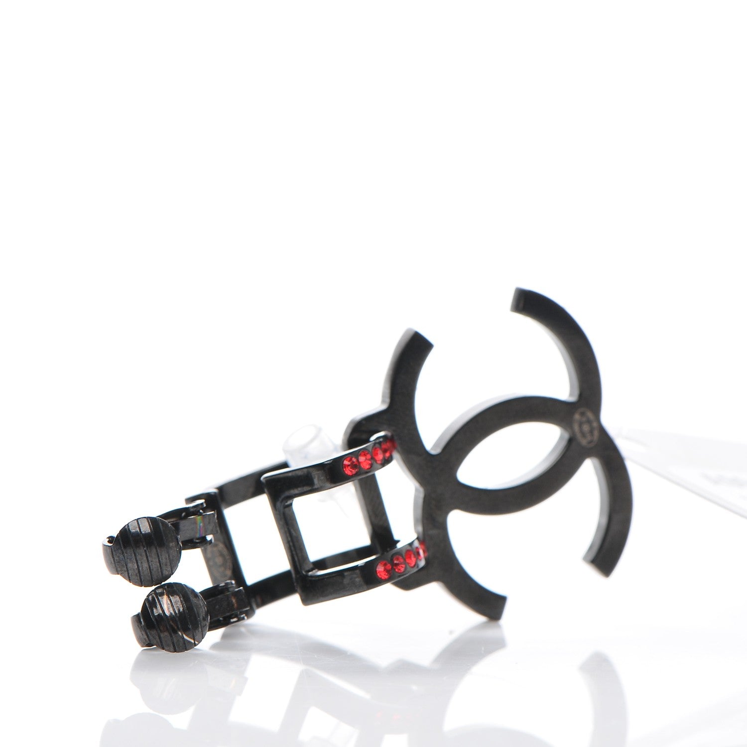 Chanel Crystal CC Clip On Earring Red 3 of 4
