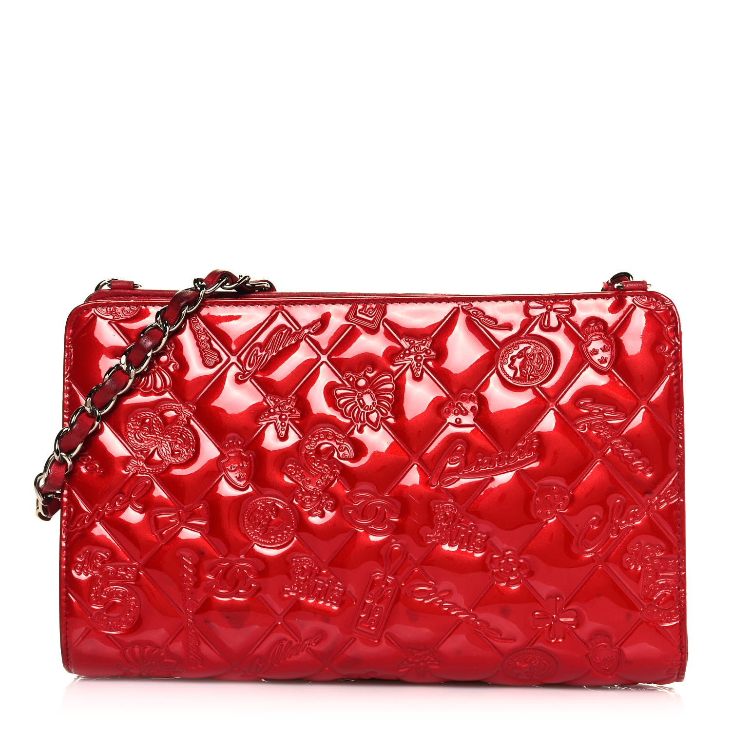 Chanel Patent Calfskin Lucky Symbols Pochette Red 1 of 12