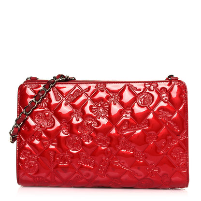 Chanel Patent Calfskin Lucky Symbols Pochette Red 1 of 12