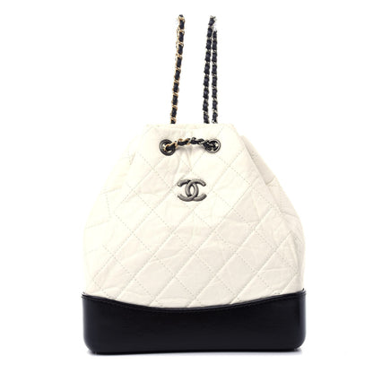 Chanel Aged Calfskin Quilted Small Gabrielle Backpack Black White 1 of 10
