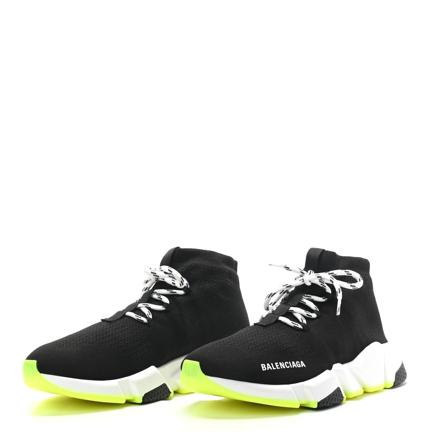 Balenciaga Neoprene Knit Mens Speed Lace Up Sneakers 40 Black Yellow Fluo 2 of 7