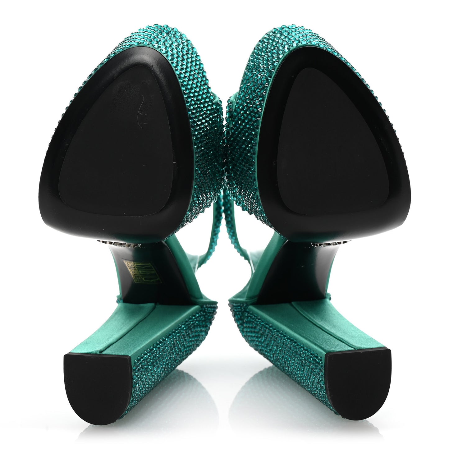 Satin Crystal Triangle Logo 40/135mm Platform Sandals 36.5 Mango