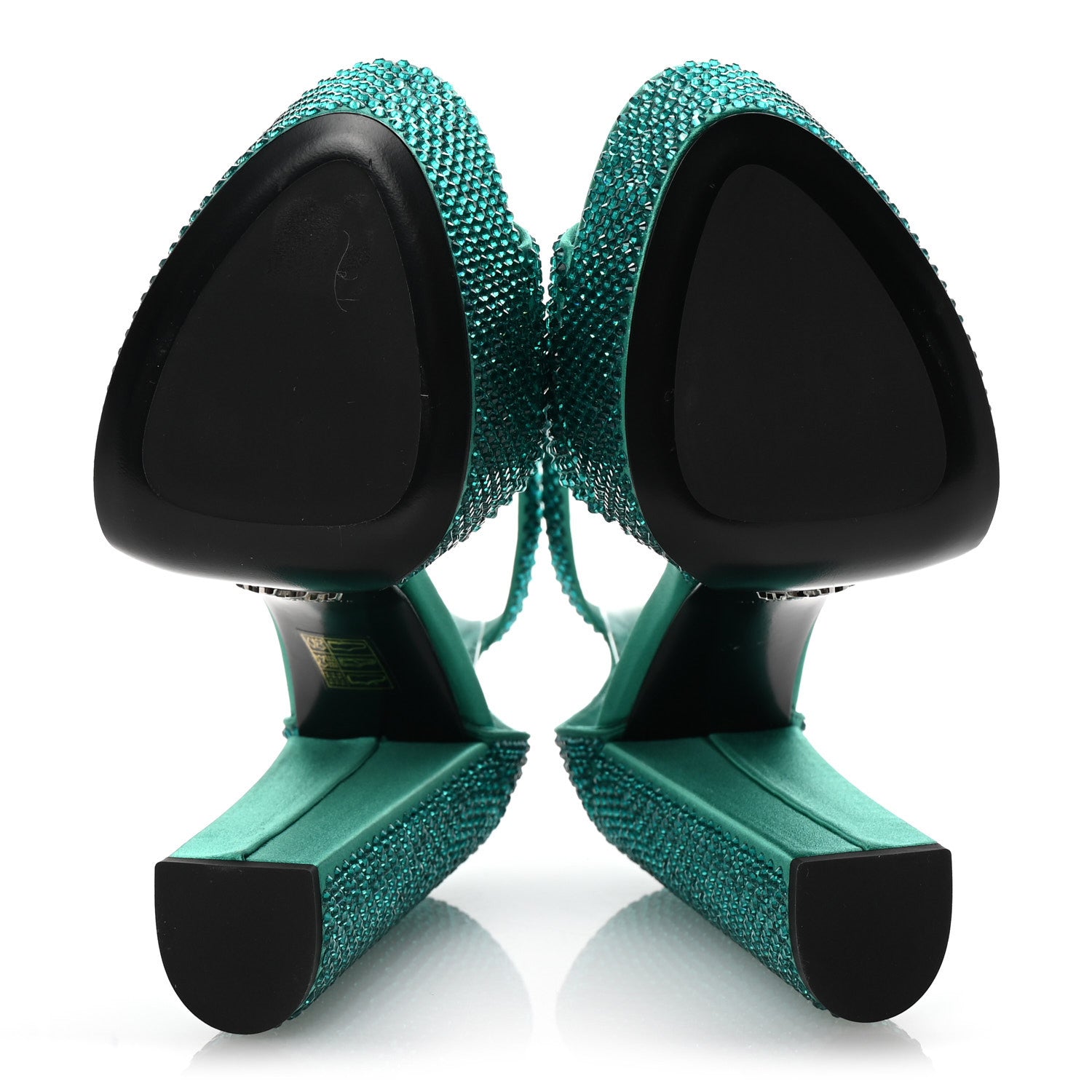 Prada Satin Crystal Triangle Logo 40/135mm Platform Sandals 36.5 Mango 6 of 9
