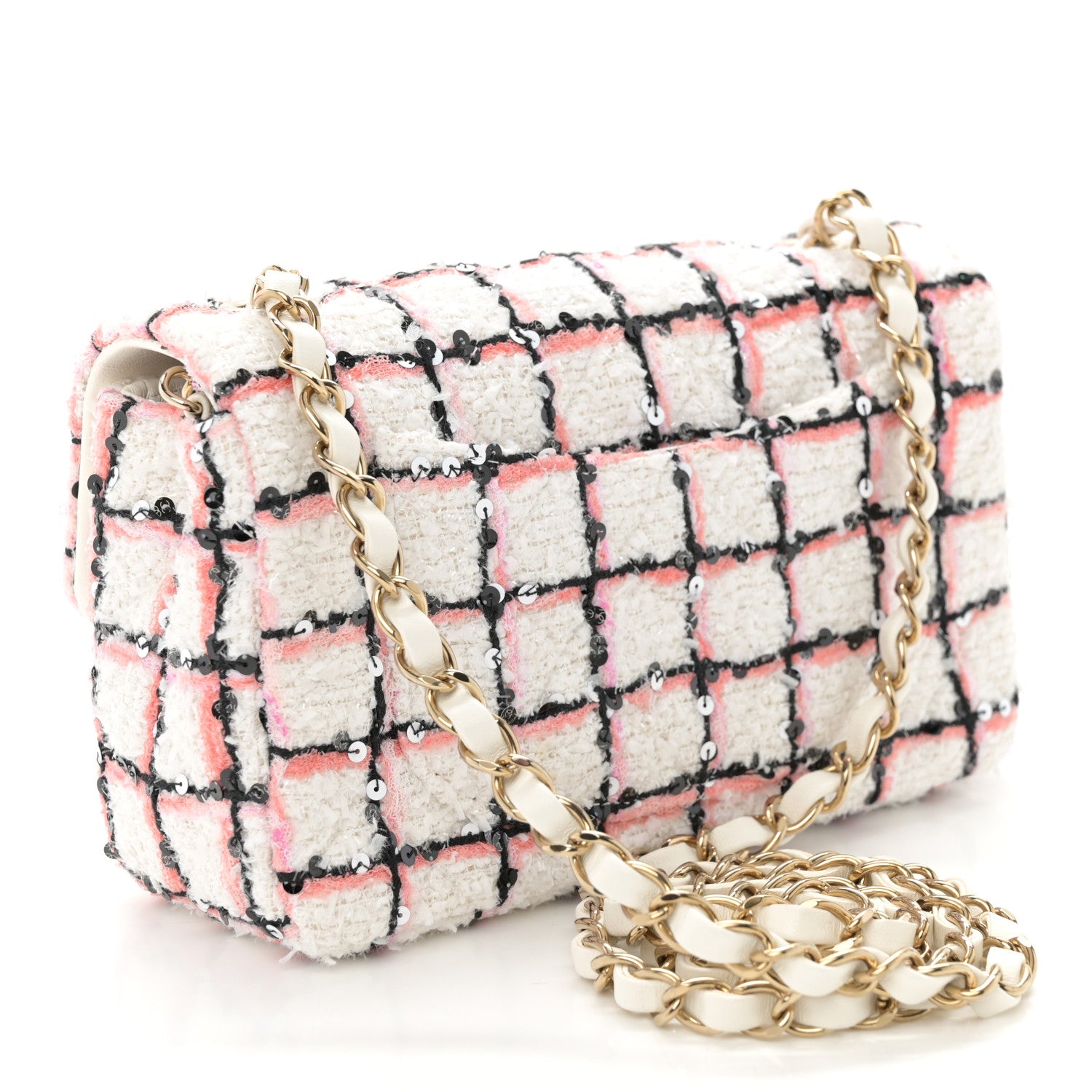 Chanel Tweed Sequin Mini Rectangular Flap White Multicolor 3 of 10
