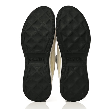 Chanel Fabric Calfskin Suede CC Sneakers 41 Ivory Black 7 of 15
