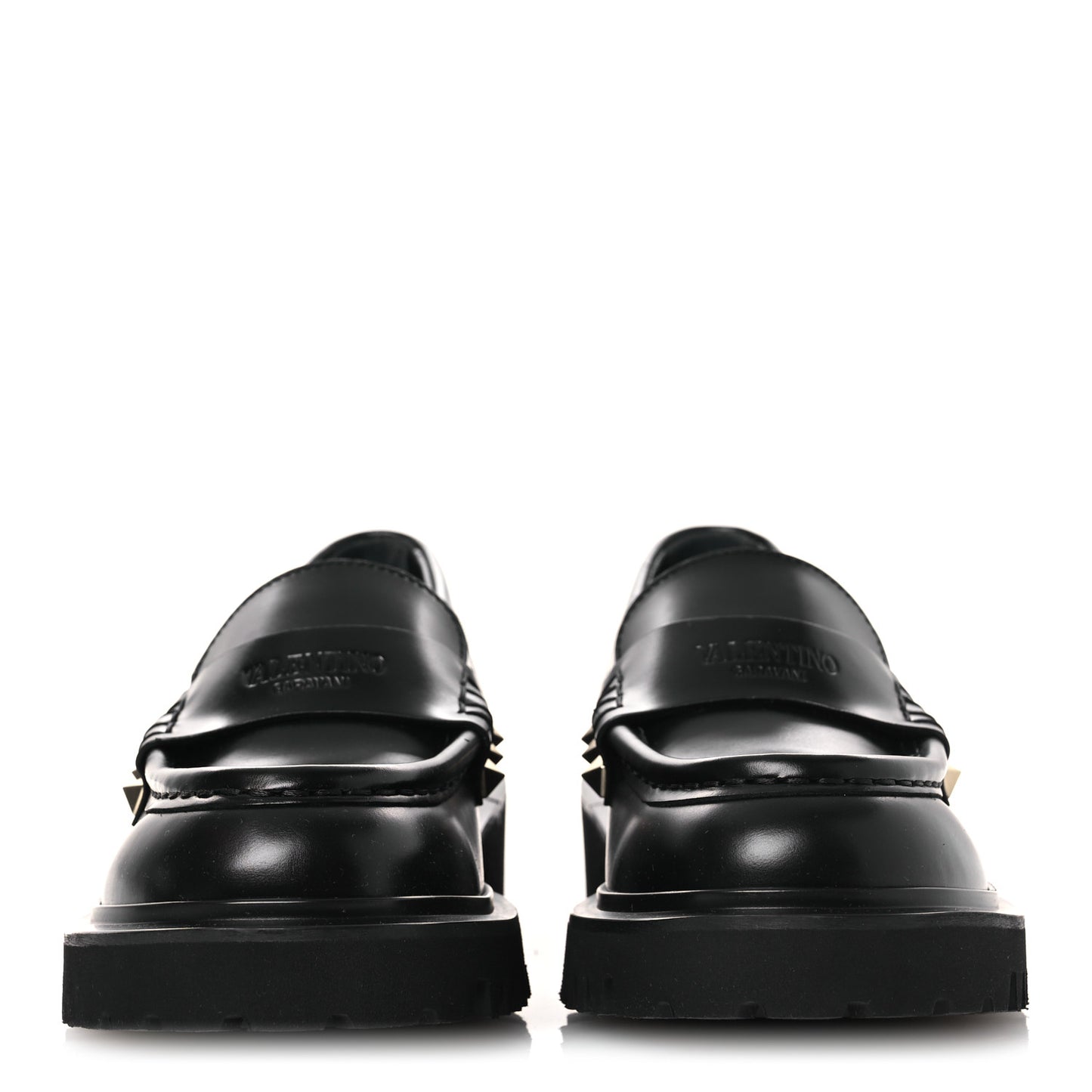 Calfskin Rockstud Loafers 35 Black