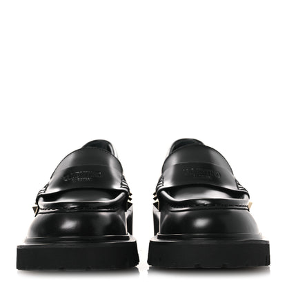 Valentino Garavani Calfskin Rockstud Loafers 35 Black 3 of 10