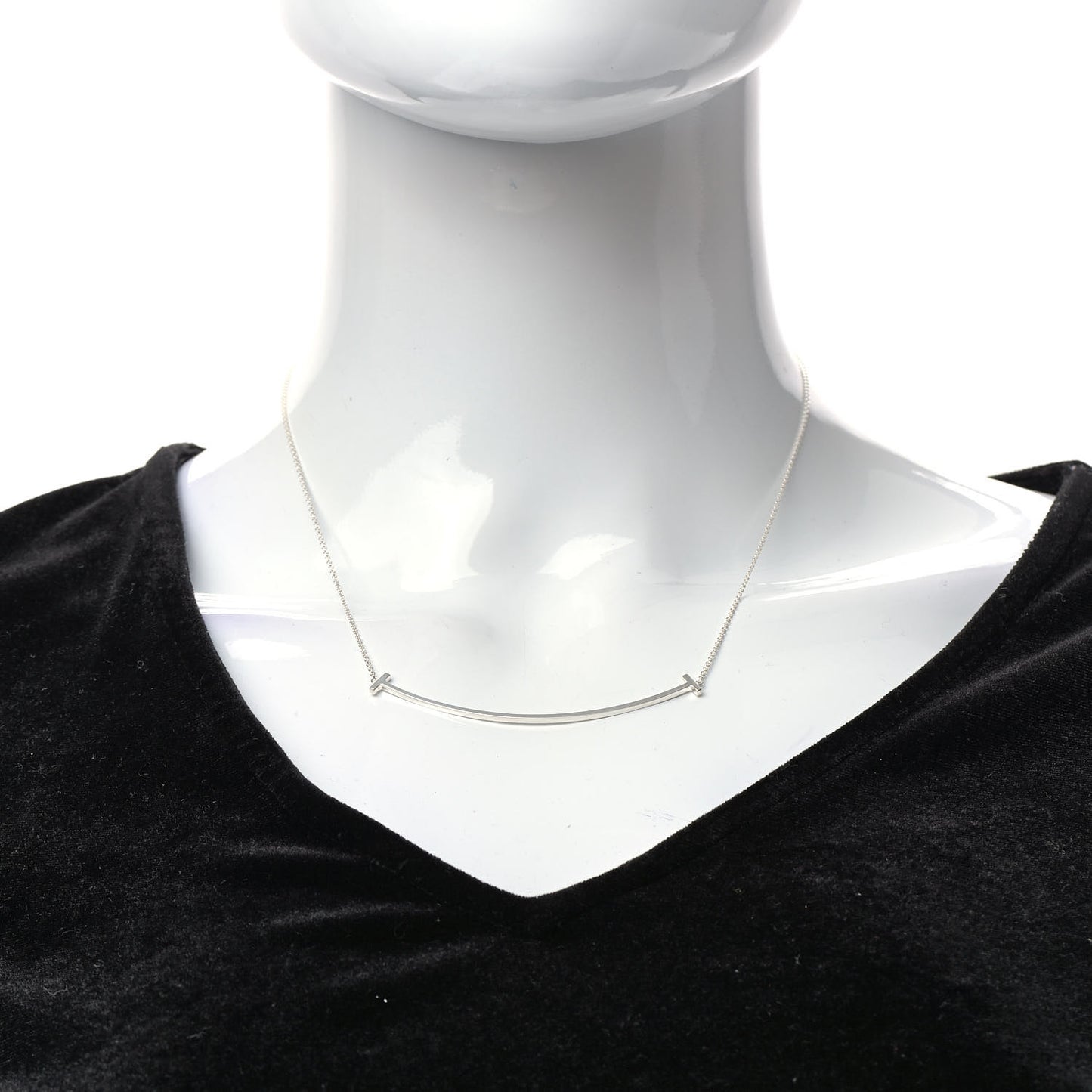 Sterling Silver Large T Smile Pendant Necklace