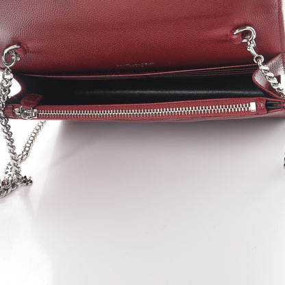Saint Laurent Grain De Poudre Matelasse Chevron Monogram Envelope Chain Wallet Palissandre 5 of 9