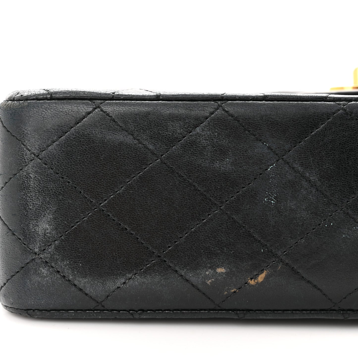 Lambskin Quilted Medium Double Flap Black