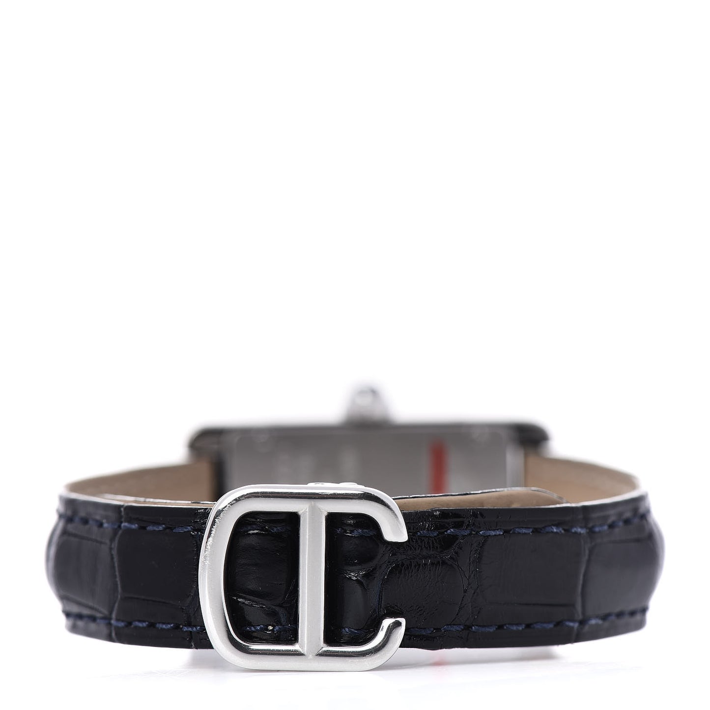 Stainless Steel Alligator 19mm Tank Americaine Quartz Watch