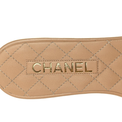 Chanel Lambskin Quilted CC Turnlock Sandals 38.5 Beige 7 of 11