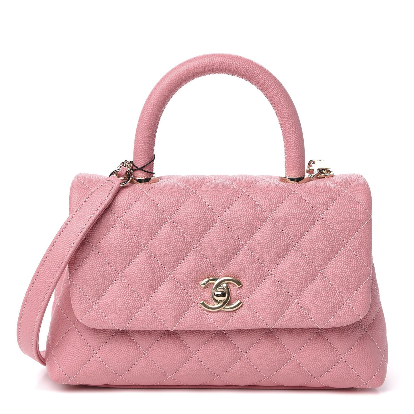 Caviar Quilted Mini Coco Handle Flap Pink