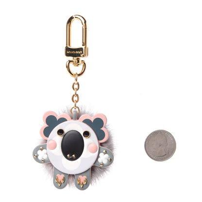 Louis Vuitton Calfskin Mink Fur Wild Koala Bag Charm Key Holder Rose Clair 2 of 5