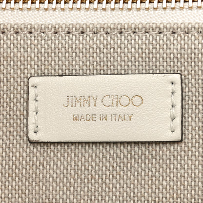 Jimmy Choo JC Logo Jacquard Lurex Soft Shiny Calfskin Medium Varenne Tote Bag Latte Gold Light Gold 6 of 9