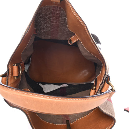 Burberry Canvas Mega Check Medium Ashby Hobo Saddle Brown 4 of 5