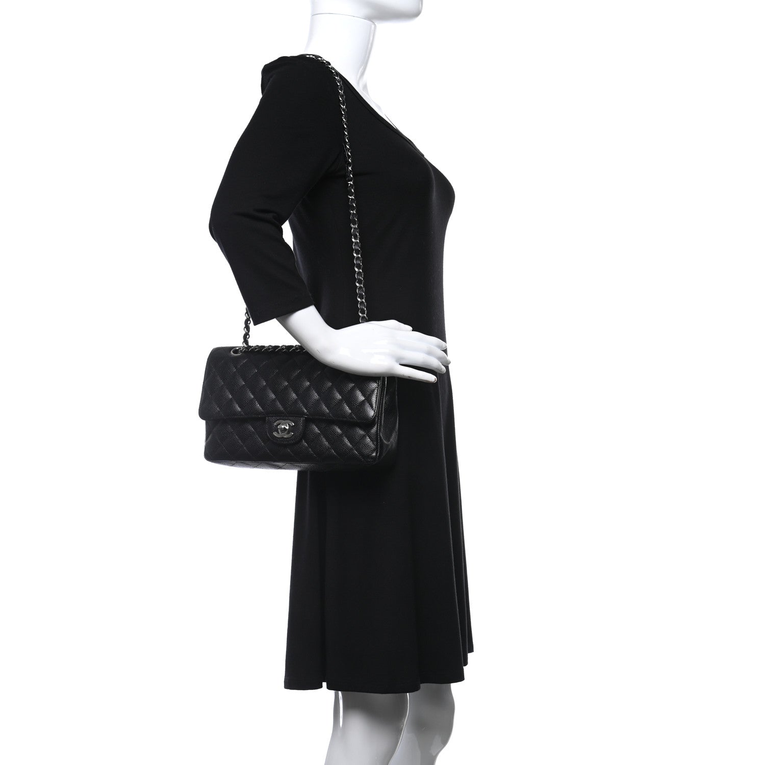 Chanel Caviar Quilted Medium Double Flap Black 2 of 16