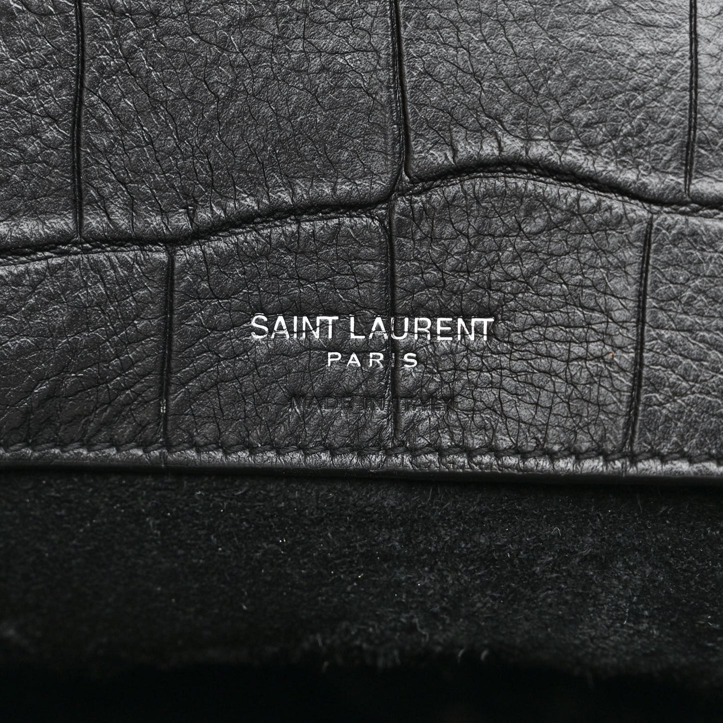 Calfskin Crocodile Embossed Large Souple Sac De Jour Black