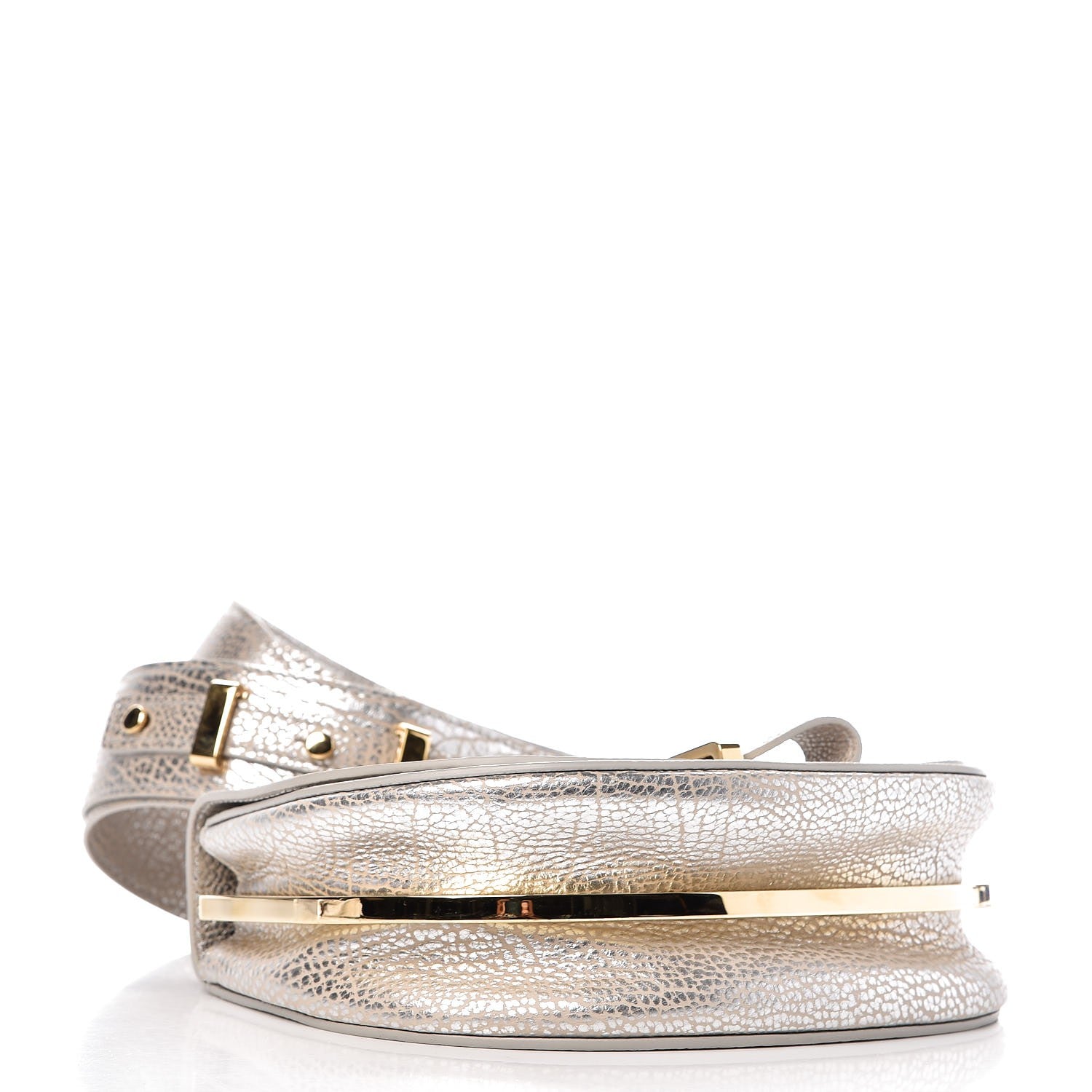 Delvaux Metallic Crispy Calfskin Mini Le Mutin Saddle Bag Antique Silver 4 of 7