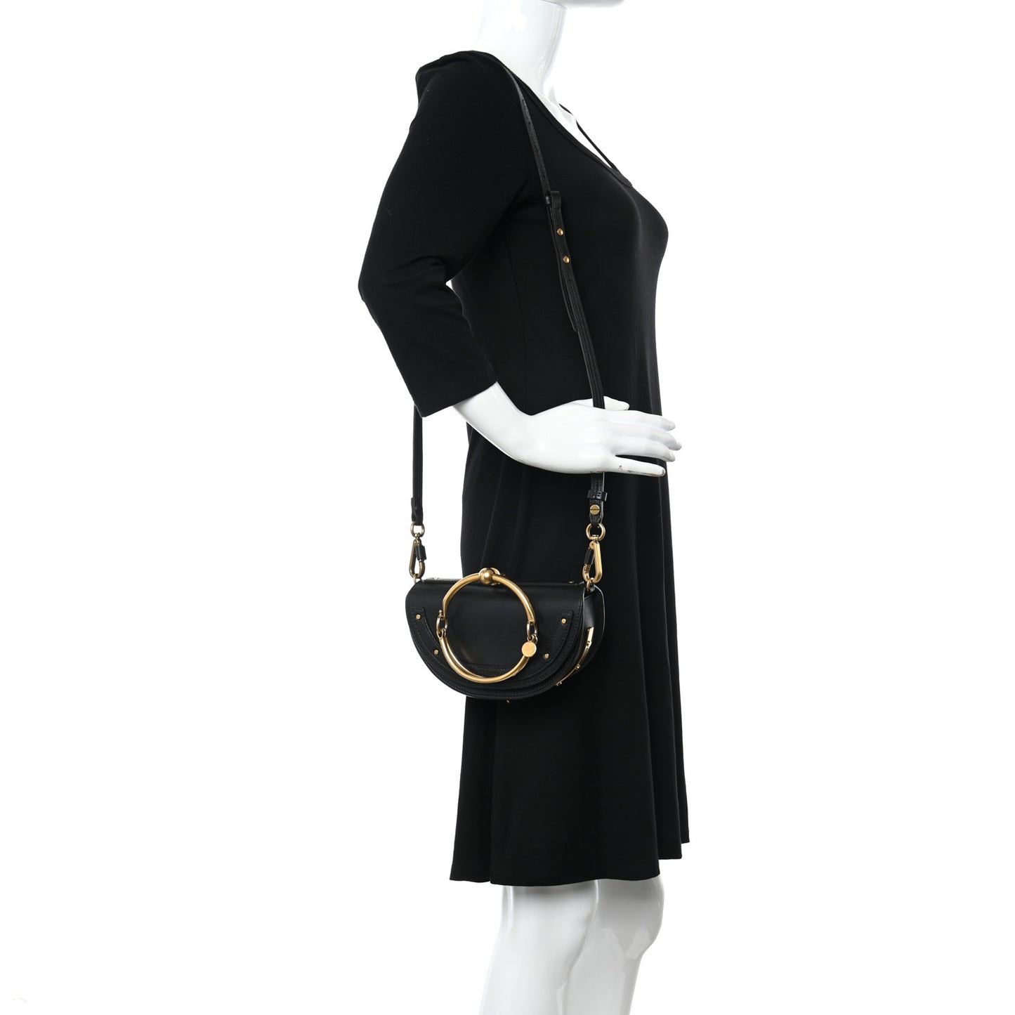 Calfskin Small Nile Bracelet Minaudiere Bag Black