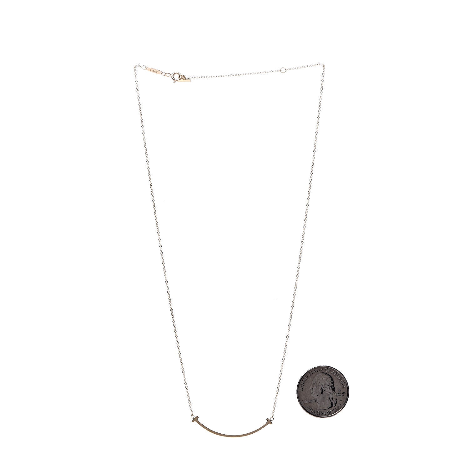 Tiffany 18K Yellow Gold Small T Smile Pendant Necklace 3 of 5