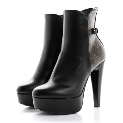 Louis Vuitton Calfskin Monogram Afterglow Platform Ankle Boots 36 Black 4 of 10