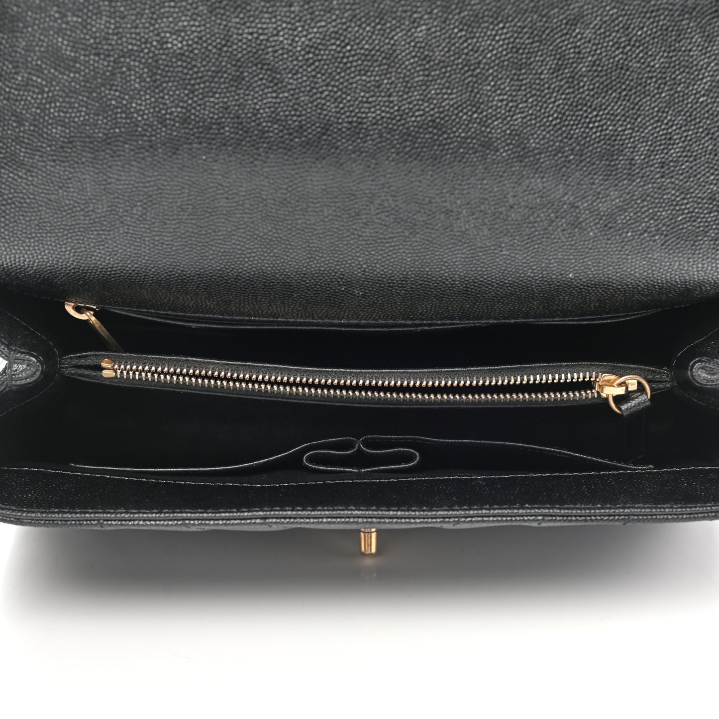 Caviar Chevron Quilted Small Coco Handle Flap Black