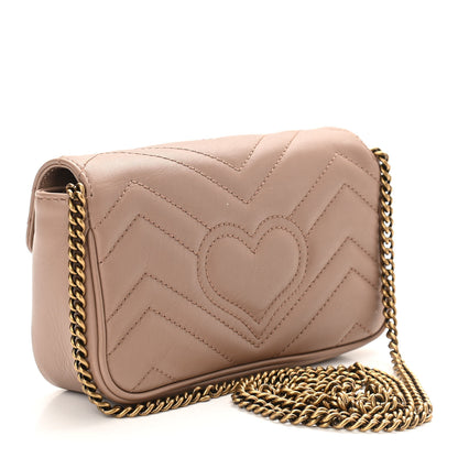 Gucci Calfskin Matelasse Super Mini GG Marmont Shoulder Bag Porcelain Rose 3 of 10