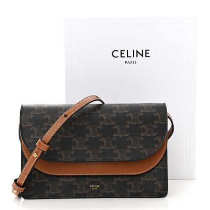 Celine Triomphe Canvas Lambskin Wallet On Strap Tan 14 of 14