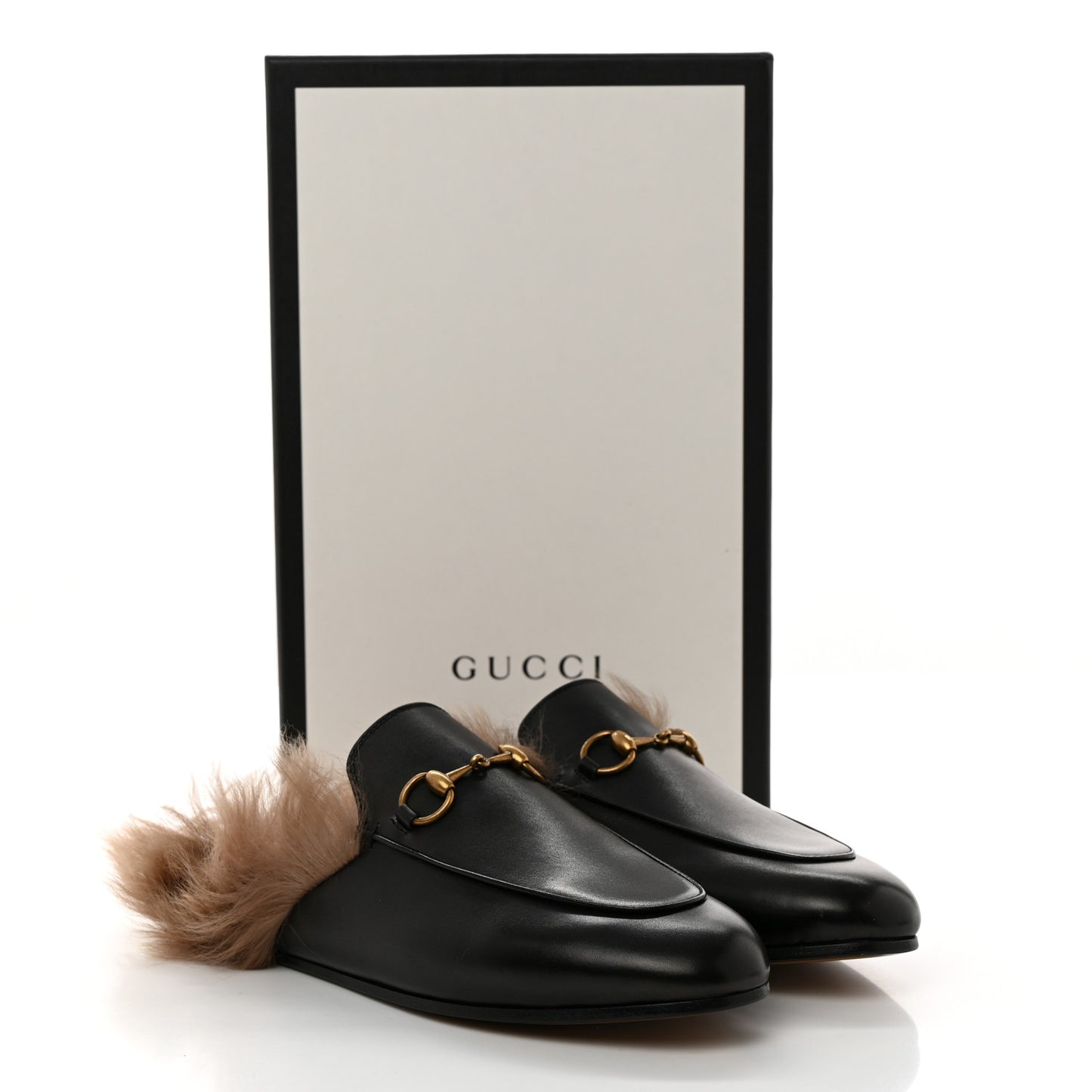 Calfskin Fur Womens Princetown Slippers 37.5 Black