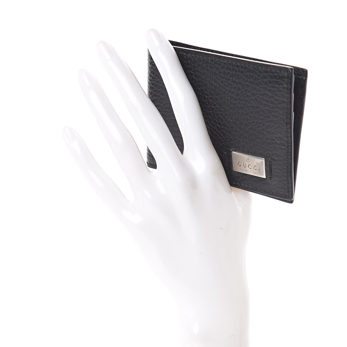 Pebbled Calfskin Bi-Fold Wallet Black