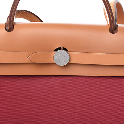 Hermes Vache Hunter Toile Herbag Zip 31 PM Rubis Bleu De Malte 8 of 10