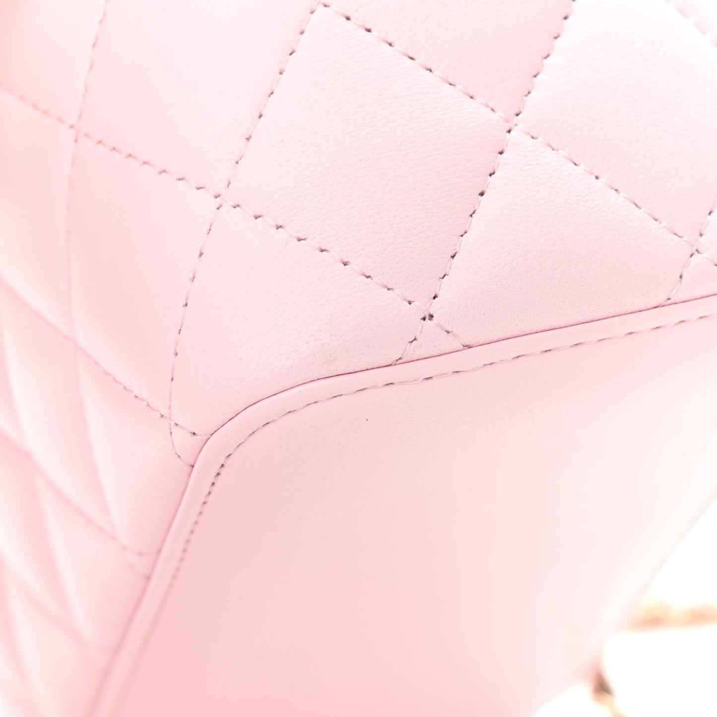 Lambskin Quilted Small Top Handle Vanity Case With Chain Light Pink