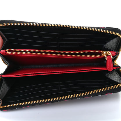 Prada Vitello Move Love Print Metal Zip Around Wallet Black 5 of 6