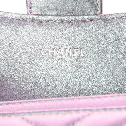 Chanel Iridescent Lambskin Chevron Quilted Reissue Card Holder Light Purple 6 of 9
