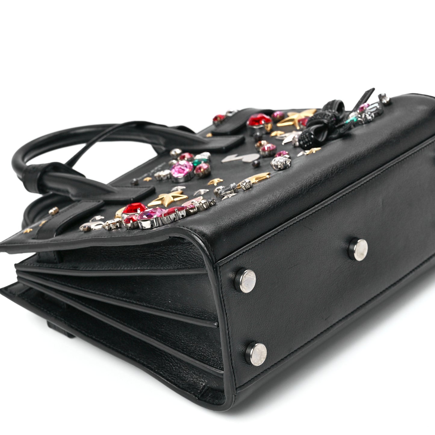Calfskin Crystal Embellished Nano Sac de Jour Black